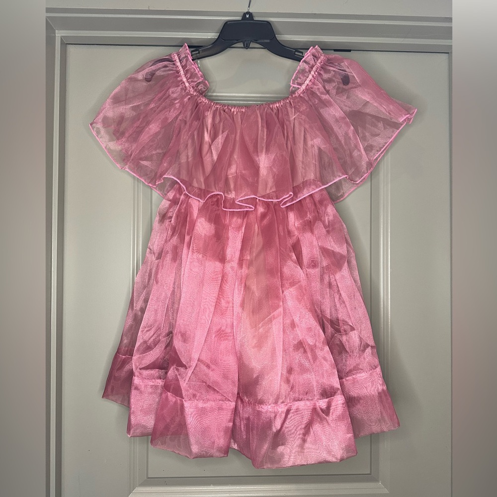 Mauve off shoulder organza dress
